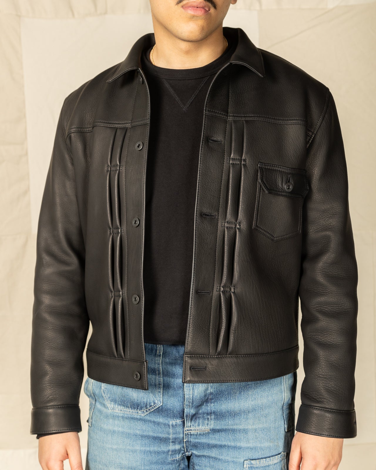 Y'2 Leather Deer Skin 1st Type Jacket - 25th Anniversary Limited - Black (DB-140-25SP) - Standard & Strange