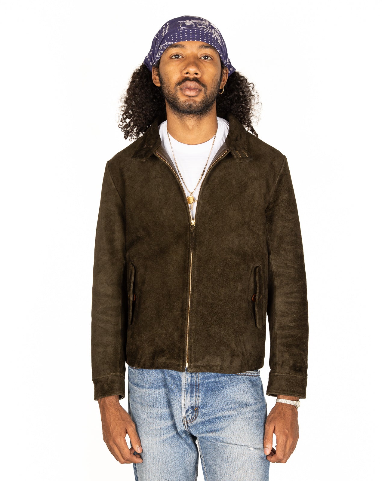 Y'2 Leather Steer Suede Swing Top Jacket - Olive (TB-148) - Standard & Strange