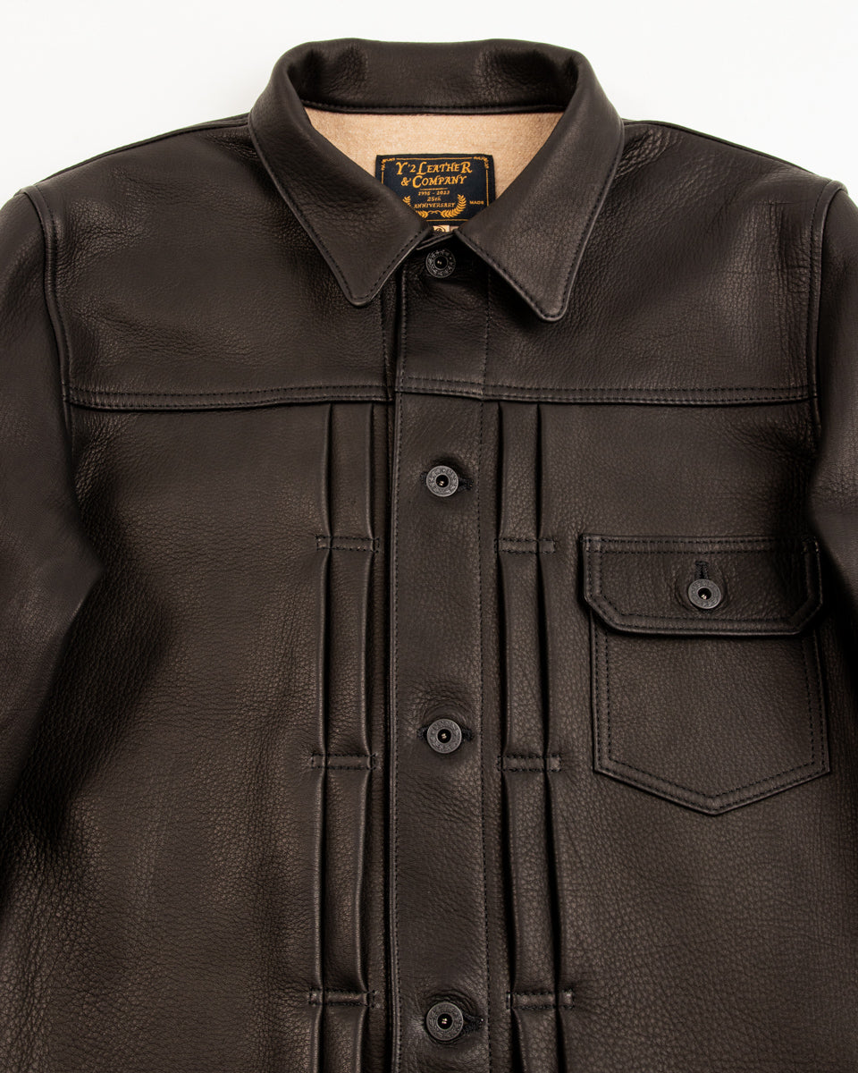 Y'2 Leather Deer Skin 1st Type Jacket - 25th Anniversary Limited - Black (DB-140-25SP) - Standard & Strange