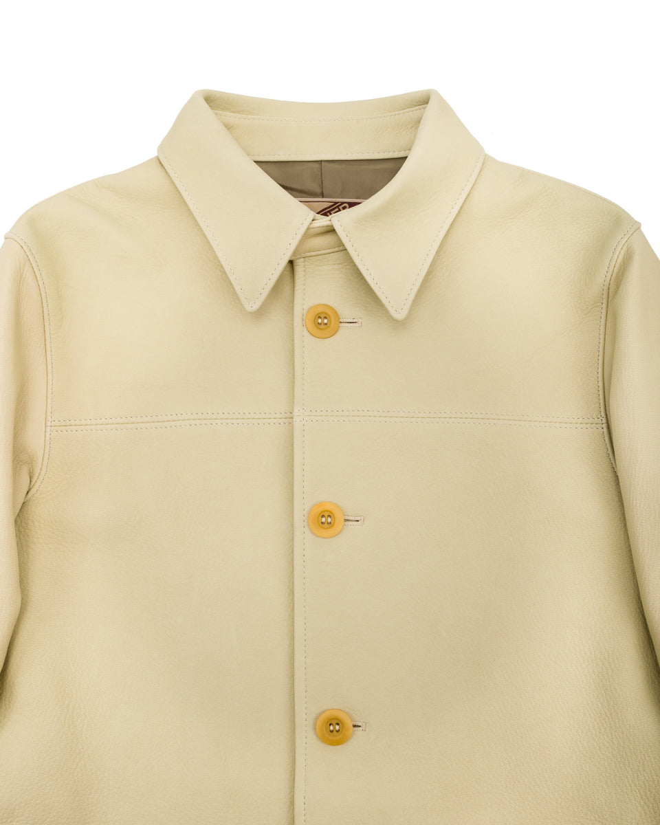 Y'2 Leather Deerskin Rounded Hem Car Coat (DC-76-C Spring Edition) - Cream - Standard & Strange