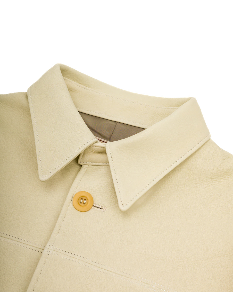 Y'2 Leather Deerskin Rounded Hem Car Coat (DC-76-C Spring Edition) - Cream - Standard & Strange