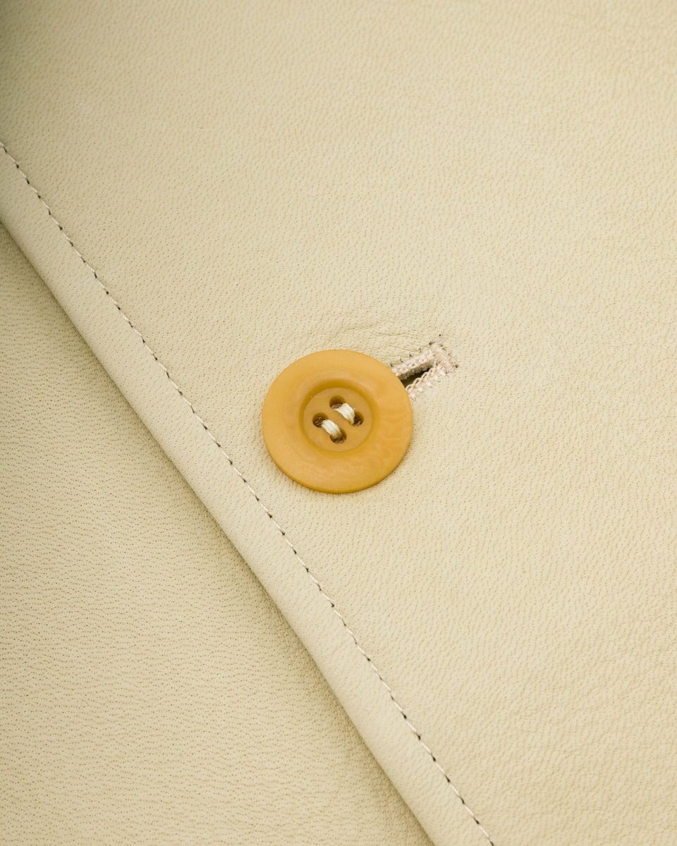 Y'2 Leather Deerskin Rounded Hem Car Coat (DC-76-C Spring Edition) - Cream - Standard & Strange