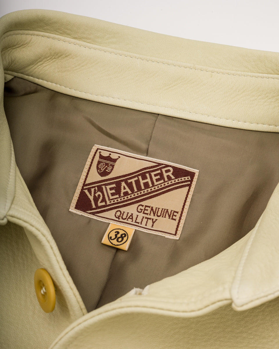 Y'2 Leather Deerskin Rounded Hem Car Coat (DC-76-C Spring Edition) - Cream - Standard & Strange