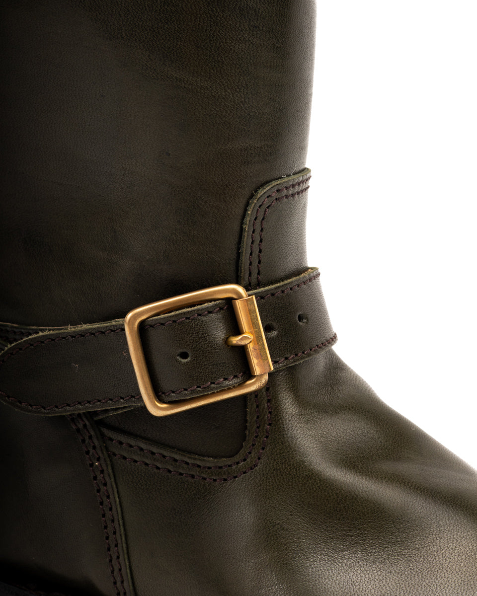 Y'2 Leather Engineer Boot - Olive Eco Horse (EB-01) - Standard & Strange