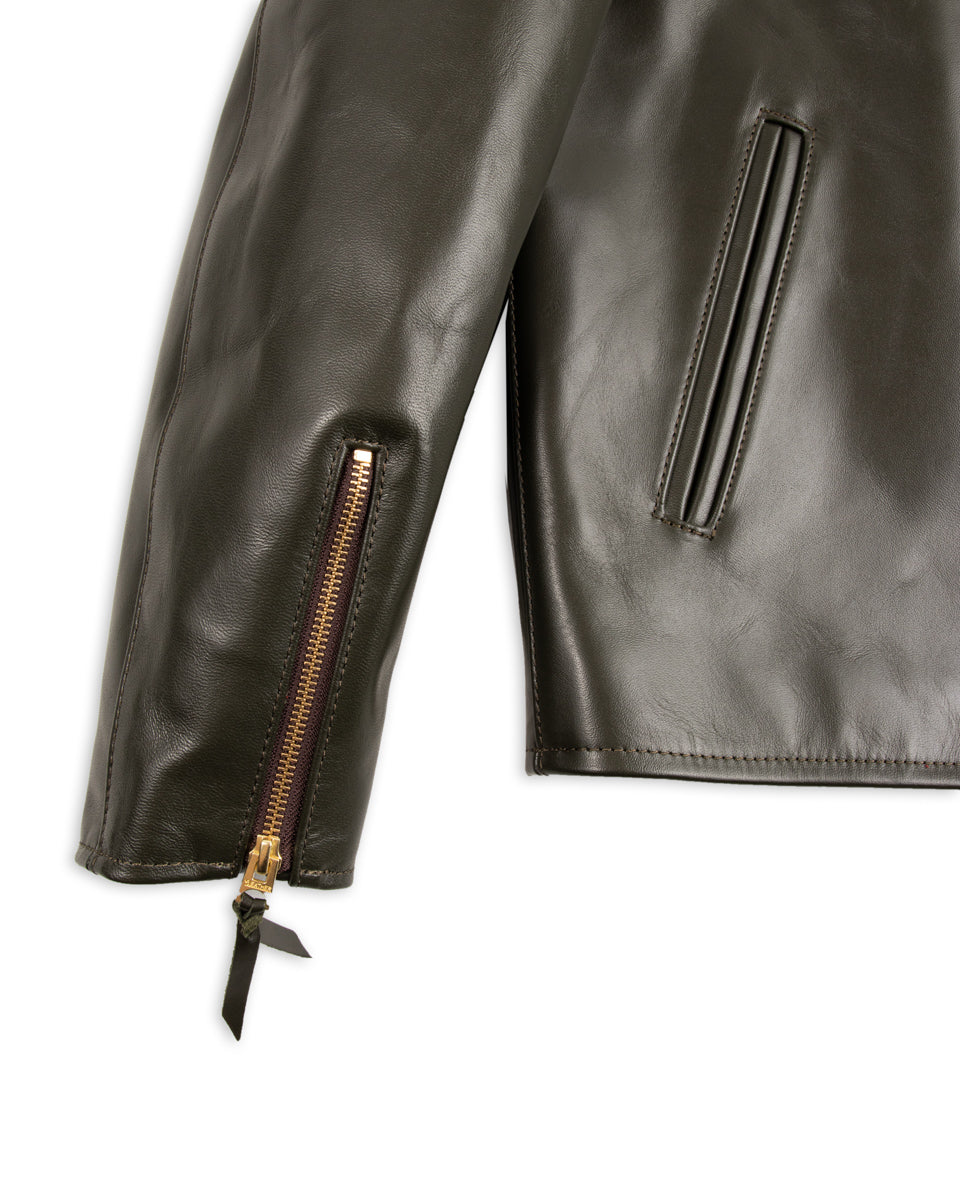 Y'2 Leather Lightweight Vintage Horsehide Single Riders Jacket (PR-65) - Olive - Standard & Strange