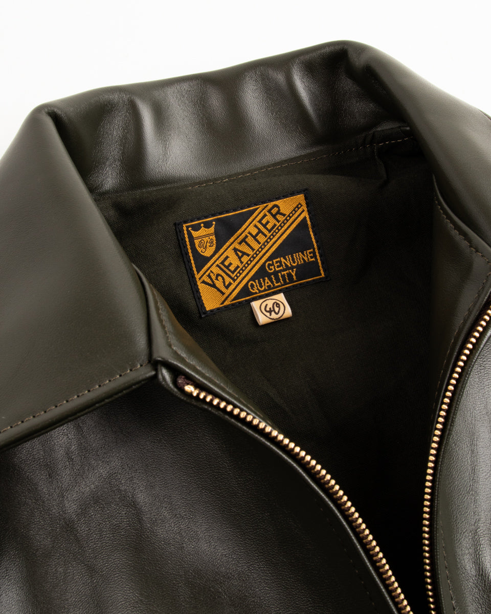 Y'2 Leather Lightweight Vintage Horsehide Single Riders Jacket (PR-65) - Olive - Standard & Strange