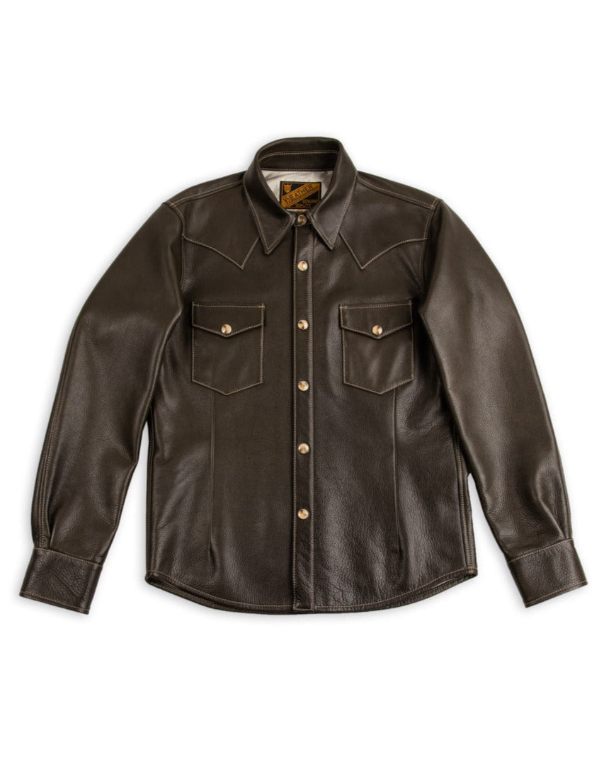 Y'2 Leather Steer Oil Western Shirt - Olive (SS-13) - Standard & Strange