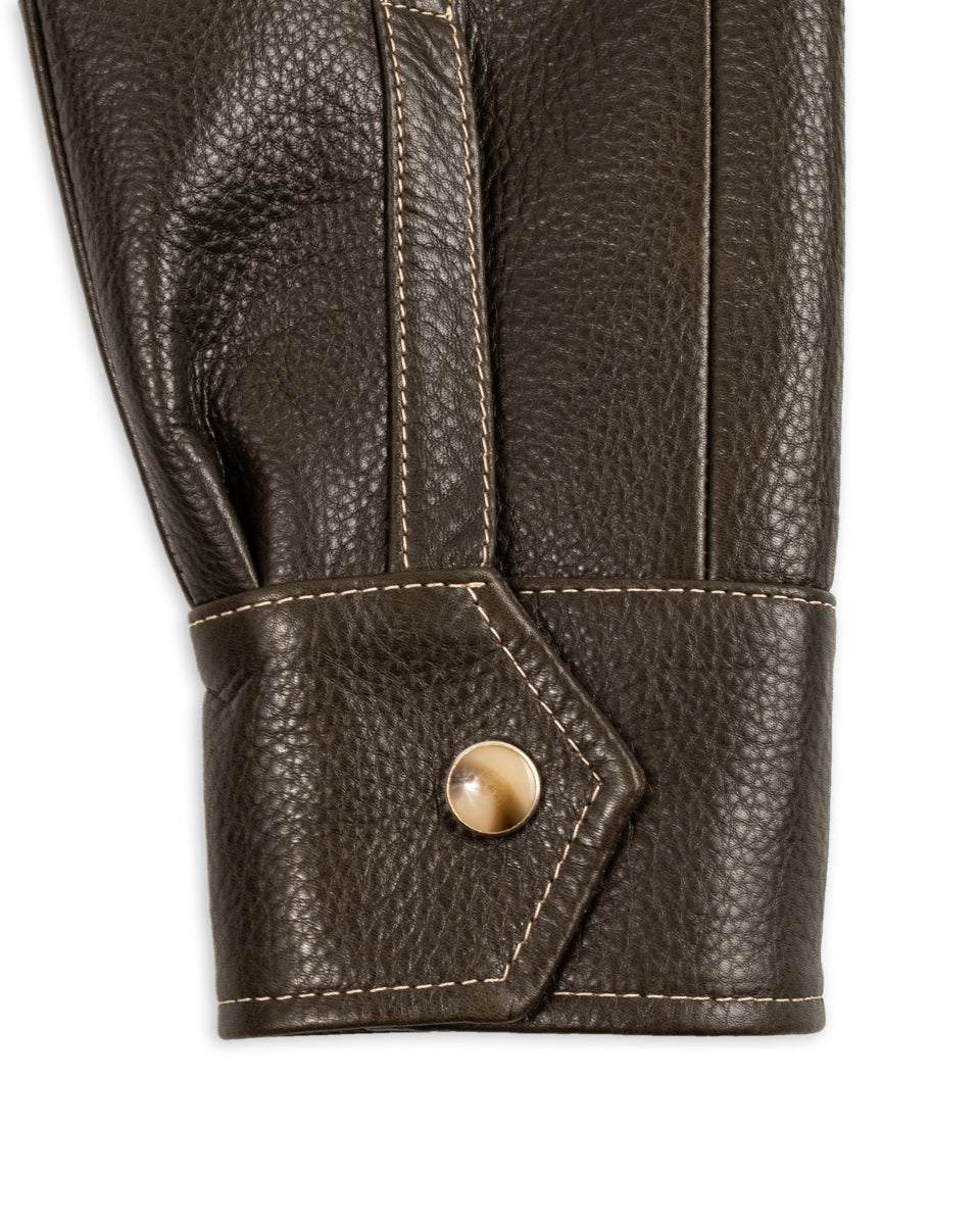 Y'2 Leather Steer Oil Western Shirt - Olive (SS-13) - Standard & Strange