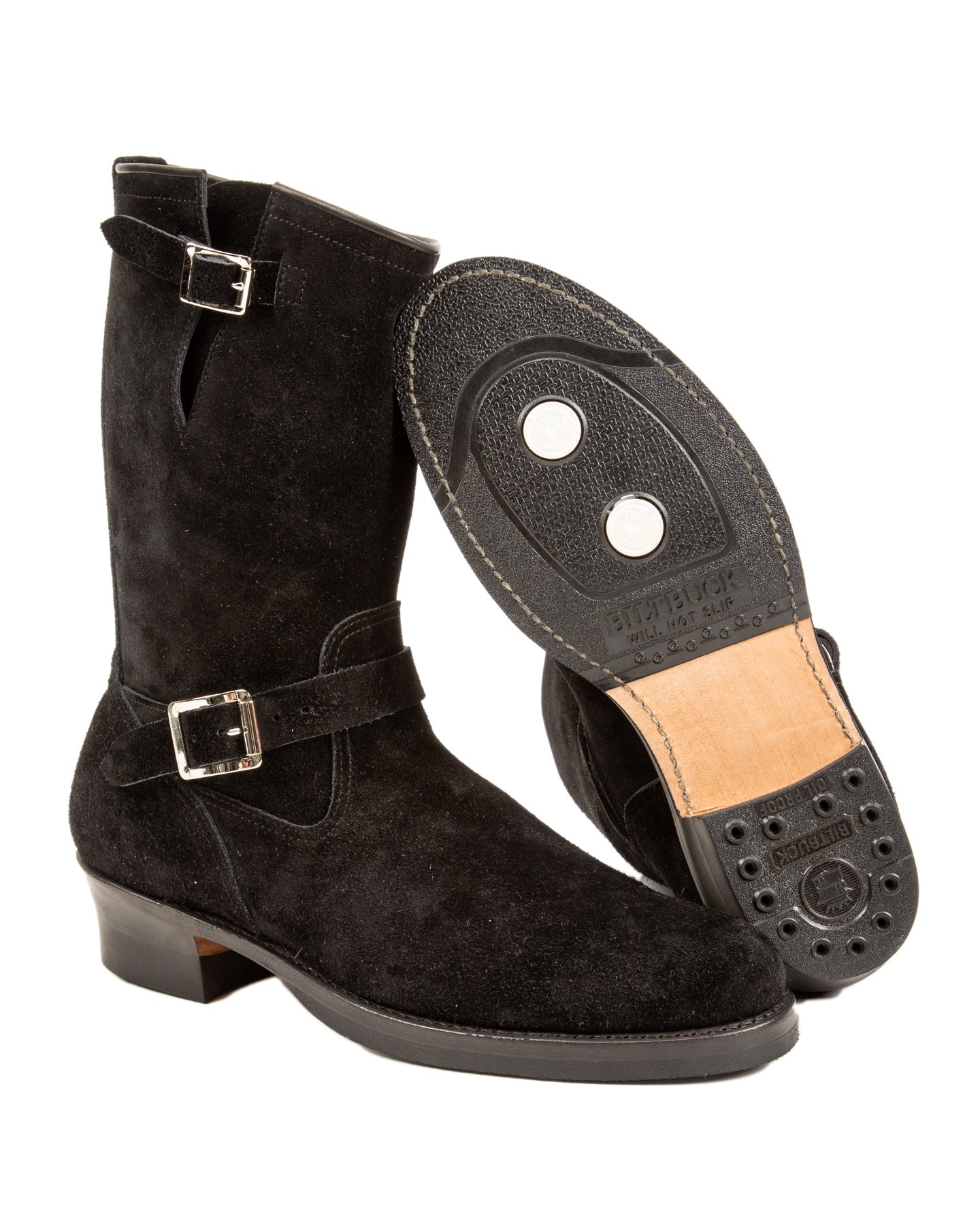 Suede Engineer Boot - Black