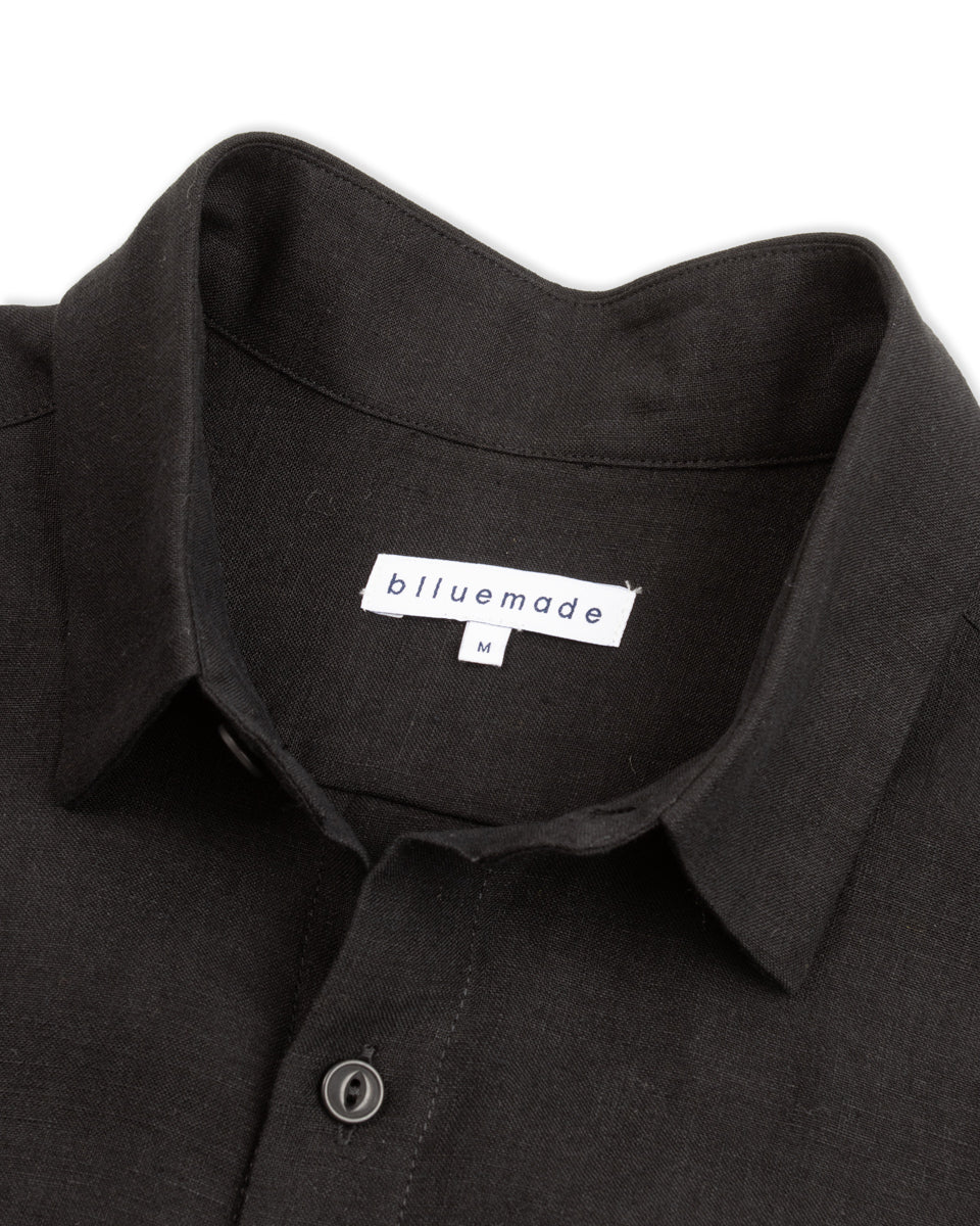 Blluemade Short Sleeve Shirt - Lightweight Black Belgian Linen - Standard & Strange