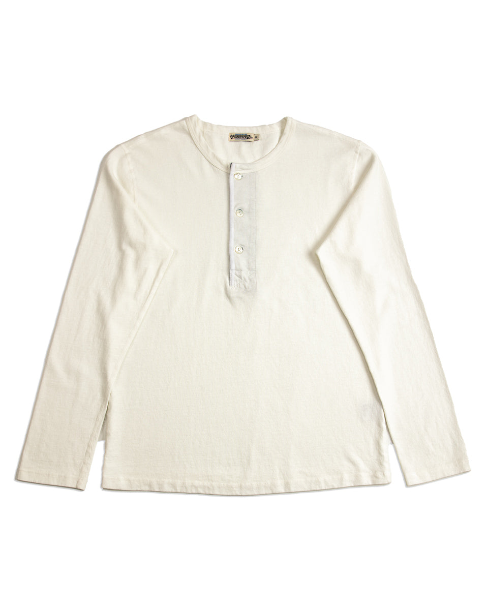 Freenote 13oz Henley L/S - White - Standard & Strange