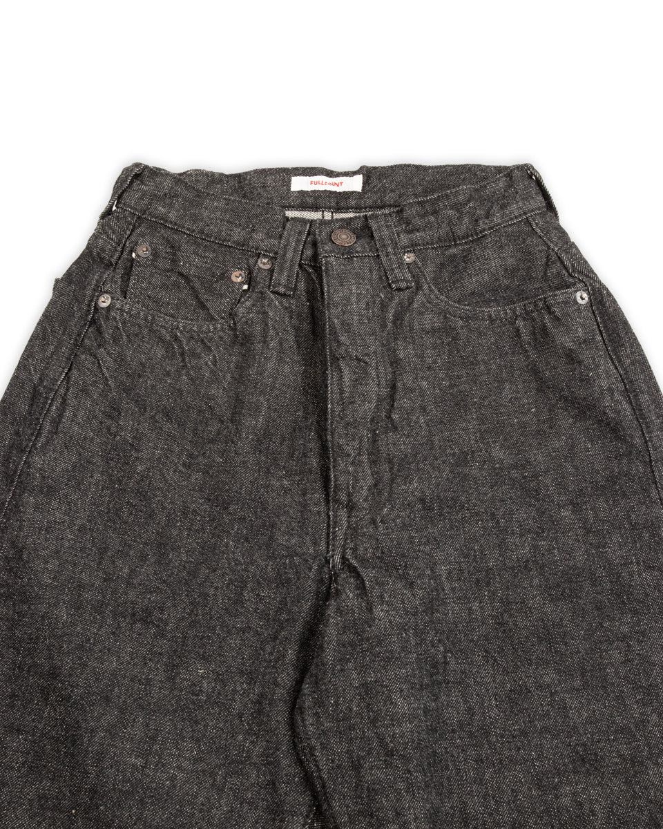 Fullcount 0107BK - Womens' Wide Straight "Monroe" - Black Denim - Standard & Strange