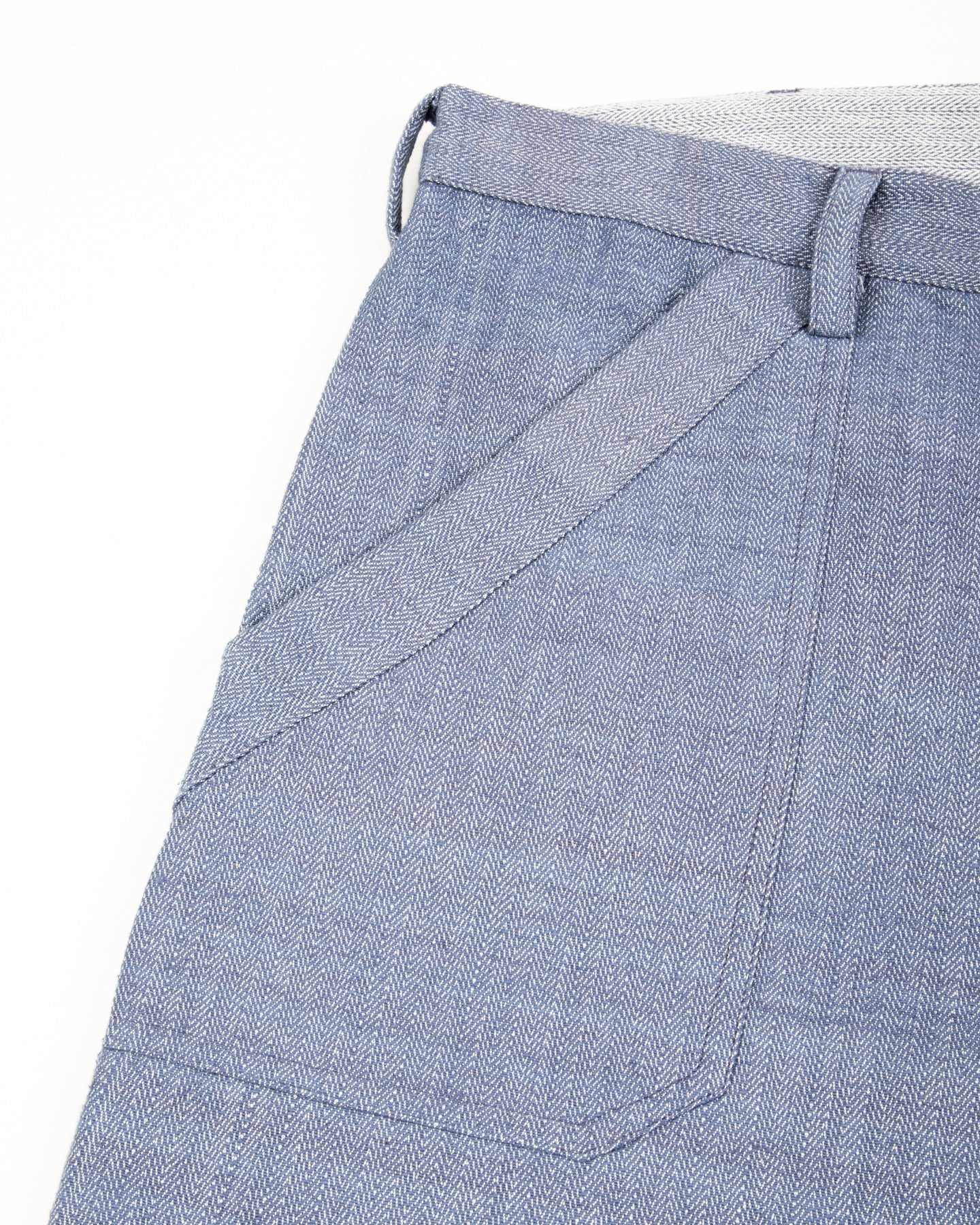 Isaac Pant - Handwoven French Blue/Indigo Military Herringbone