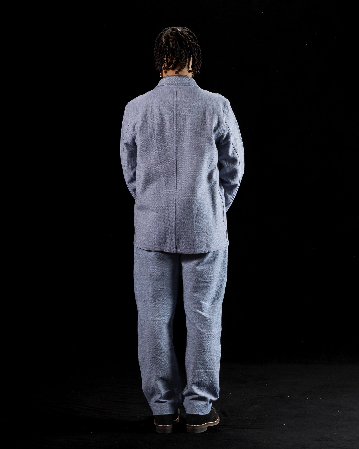 Isaac Pant - Handwoven French Blue/Indigo Military Herringbone