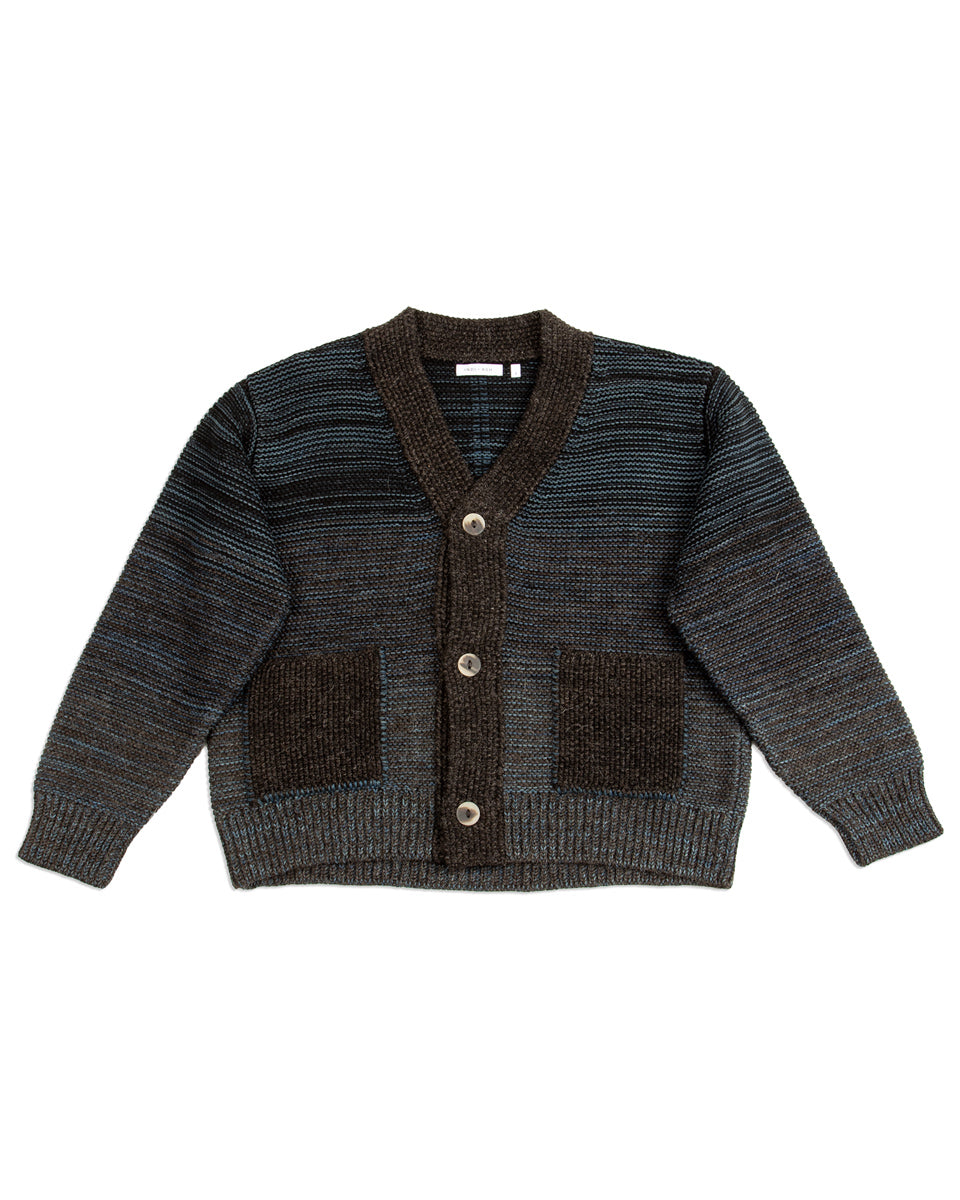 AgAwd アガウド　Uneven Cardigan BRN Indi + Ash Ren Cardigan - Undyed Brown Alpaca/Medium Indigo