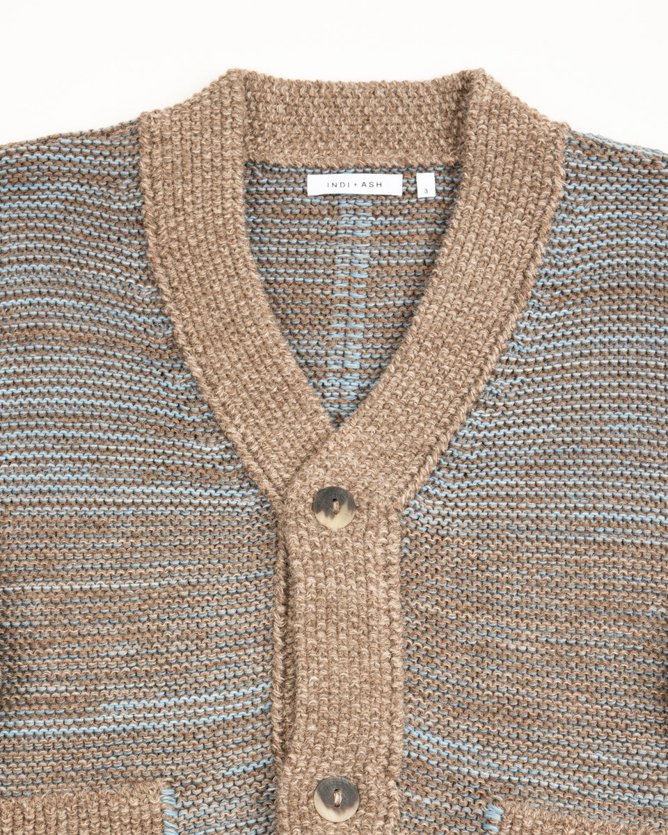 Indi + Ash Ren Cardigan - Undyed Brown Alpaca/Medium Indigo - Standard & Strange