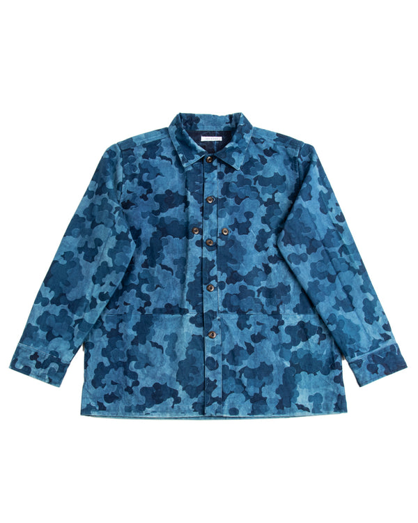 Louis Vuitton Blue Camo Button Up Shirt
