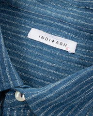 Indi + Ash SS Cedar Shirt - Indigo Dobby Stripe Handwoven Kala Cotton - Standard & Strange