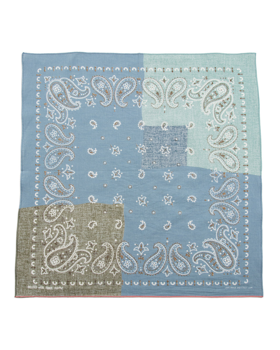 Kapital Fastcolor Selvedge Bandanna (PaisleyPatchwork) - Sax - Standard & Strange