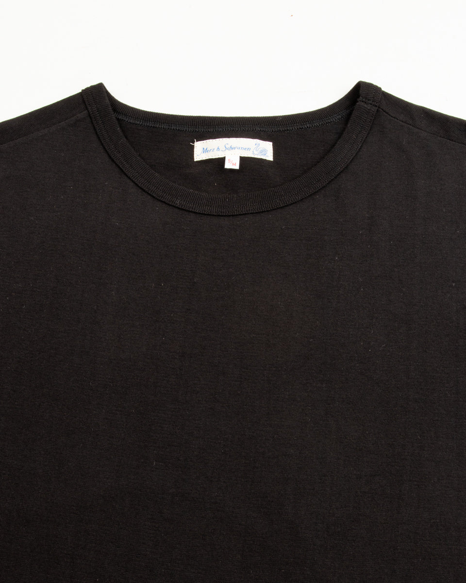 Merz b. Schwanen 1950s Lightweight Loopwheeled Tee - Black - Standard & Strange