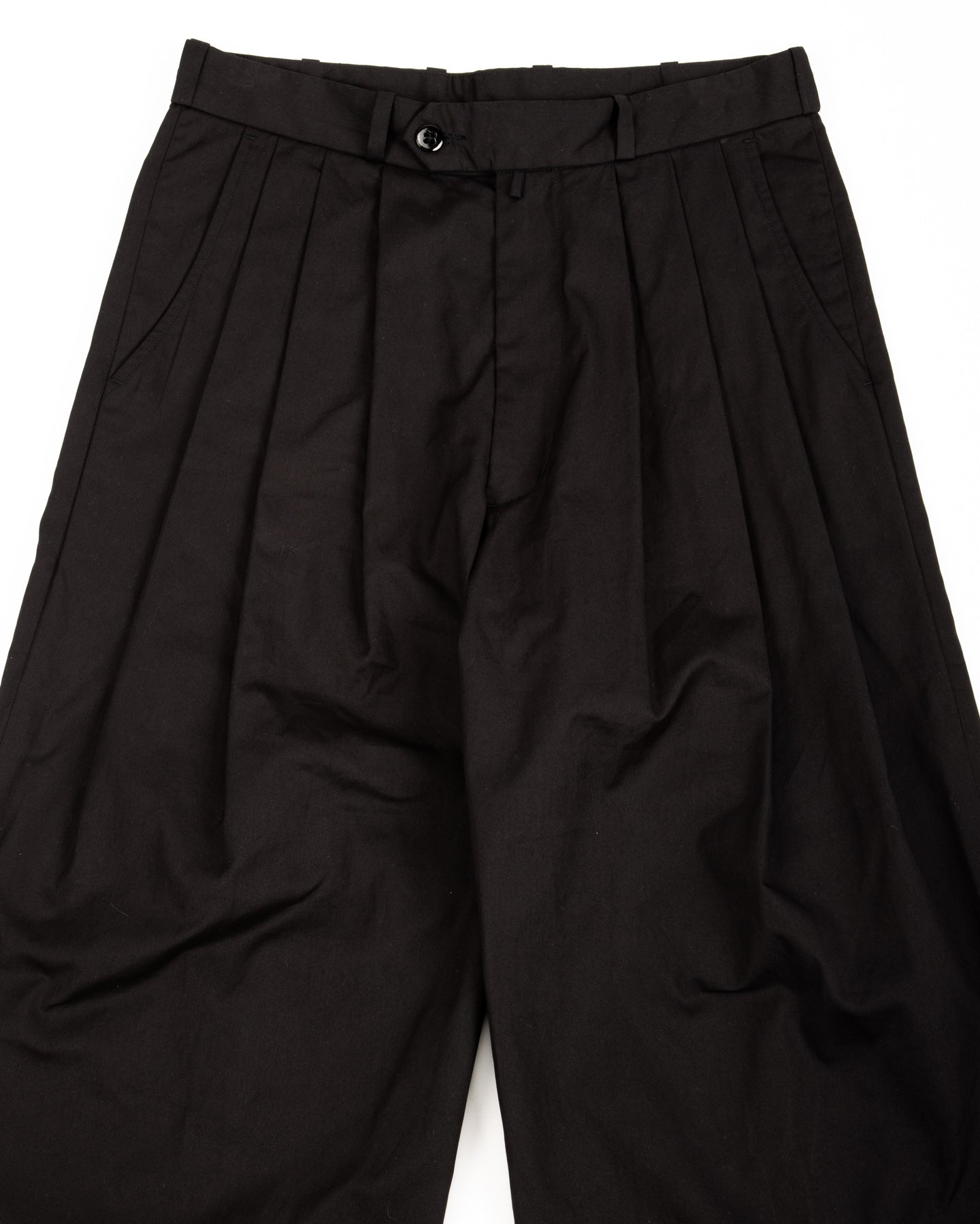 Monitaly Triple Tuck Wide Pants - Black Vancloth Oxford - Standard & Strange
