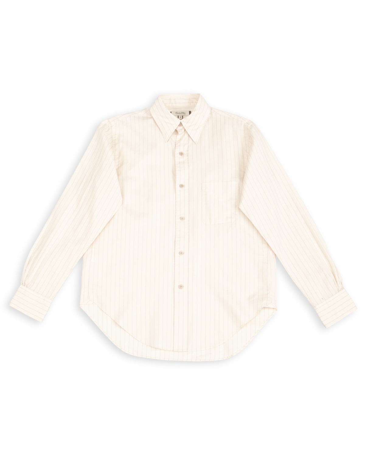 MotivMfg Authentic Fit BD Shirt - Ivory Striped Cotton/Silk Twill - Standard & Strange