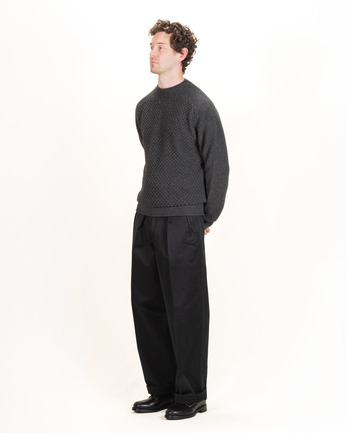 MotivMfg Cashmere Bubble Knit Mockneck - Grey Flannel - Standard & Strange