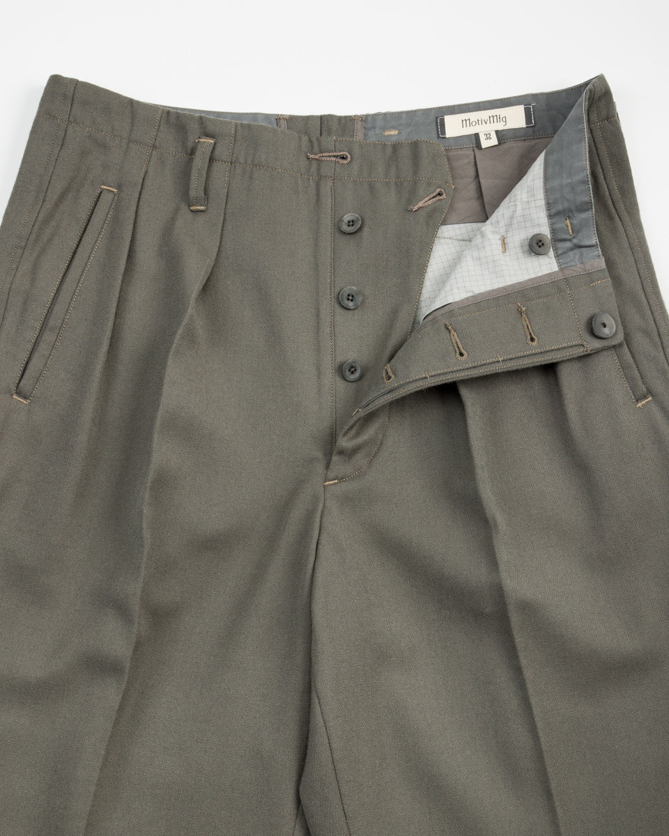 MotivMfg English Trousers - Pebble Wool Barathea - Standard & Strange