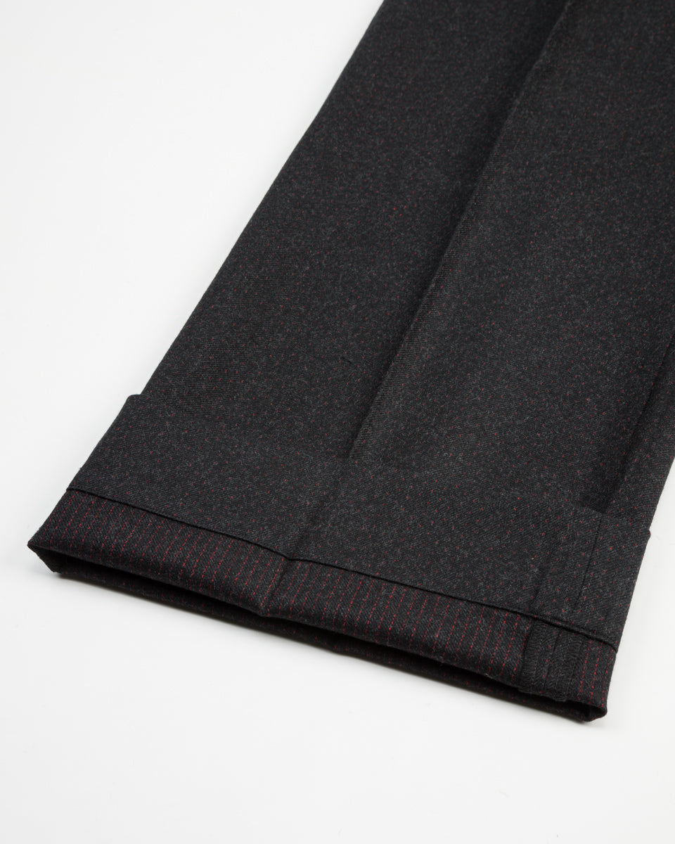 MotivMfg Mono Trousers - Red Rain Charcoal "Redpath" Flannel - Standard & Strange