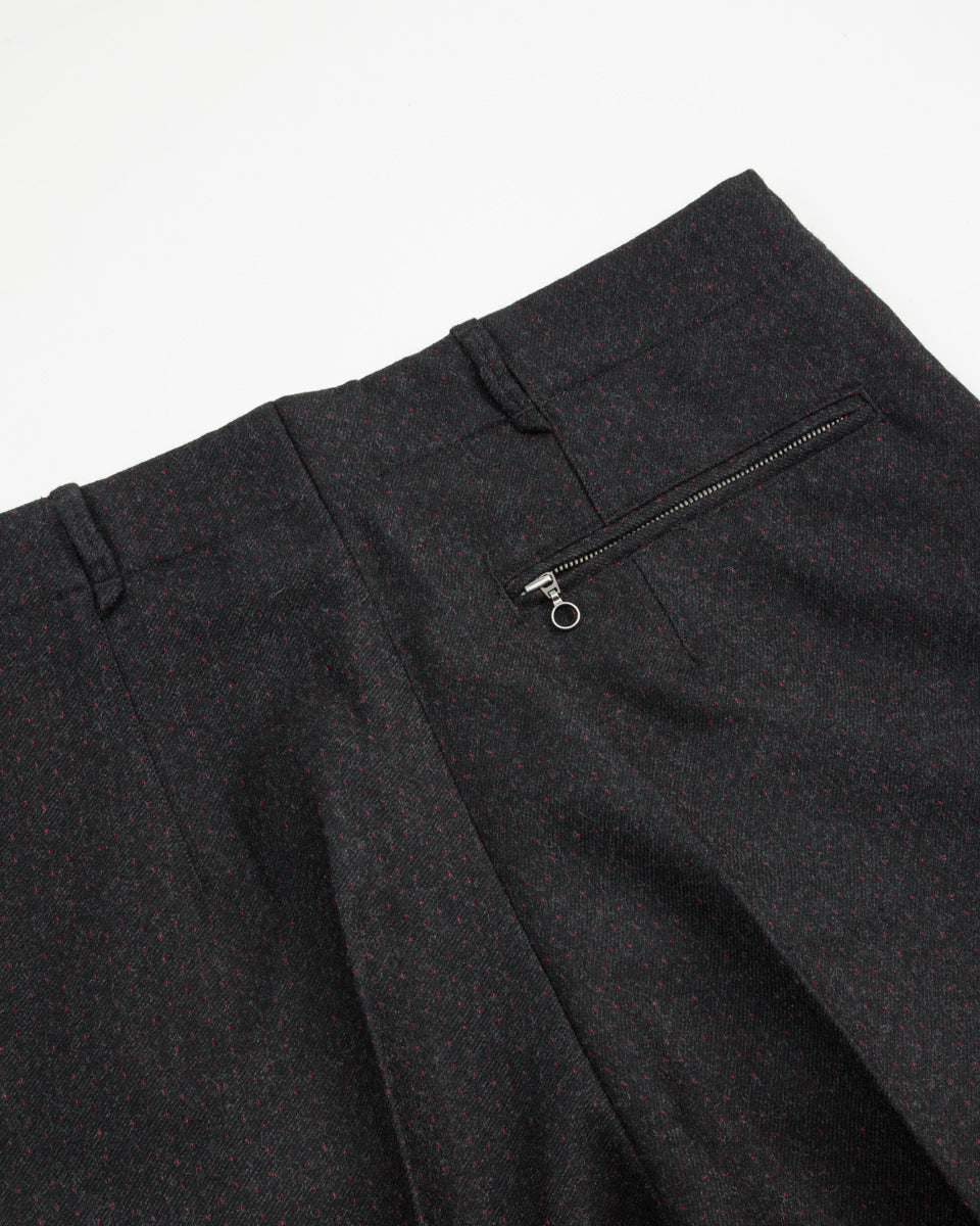 MotivMfg Mono Trousers - Red Rain Charcoal "Redpath" Flannel - Standard & Strange