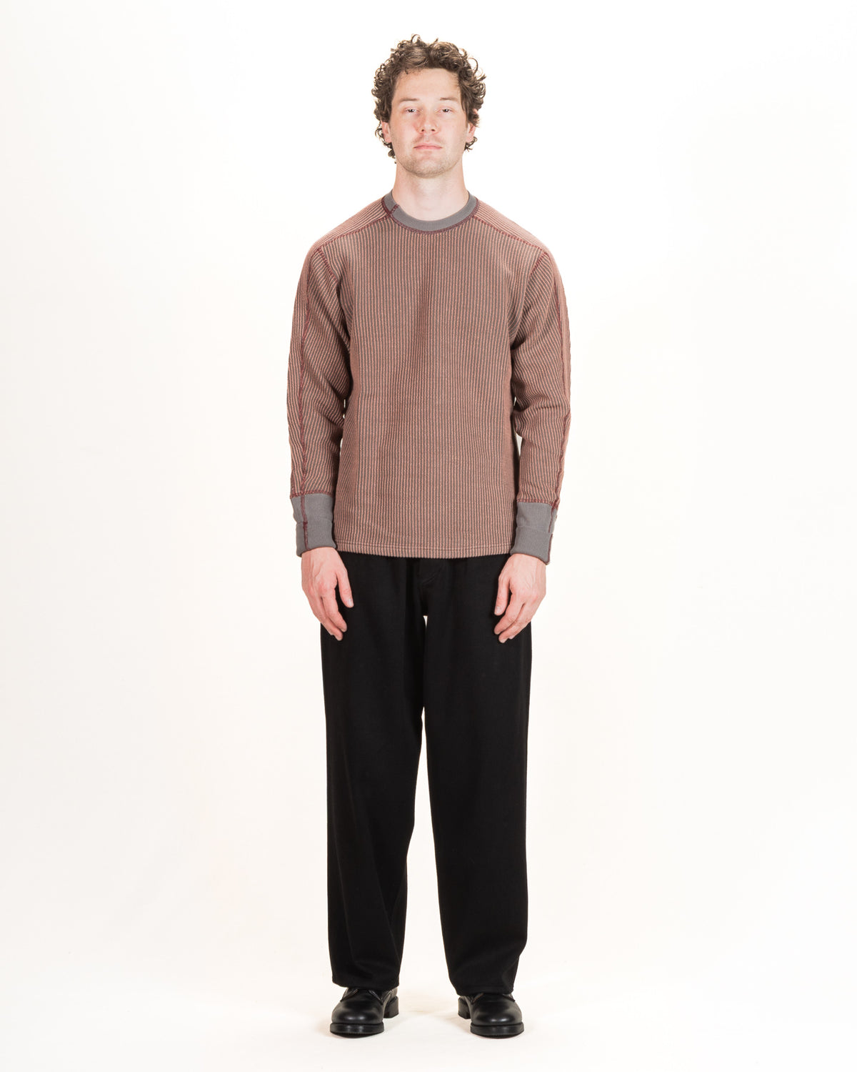 MotivMfg Swedish Thermal Shirt - Garnet Cotton/Linen Rib Jersey - Standard & Strange