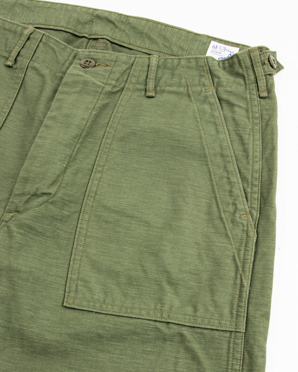 OrSlow Slim Fit Fatigue Pants - Olive Reverse Sateen - Standard & Strange