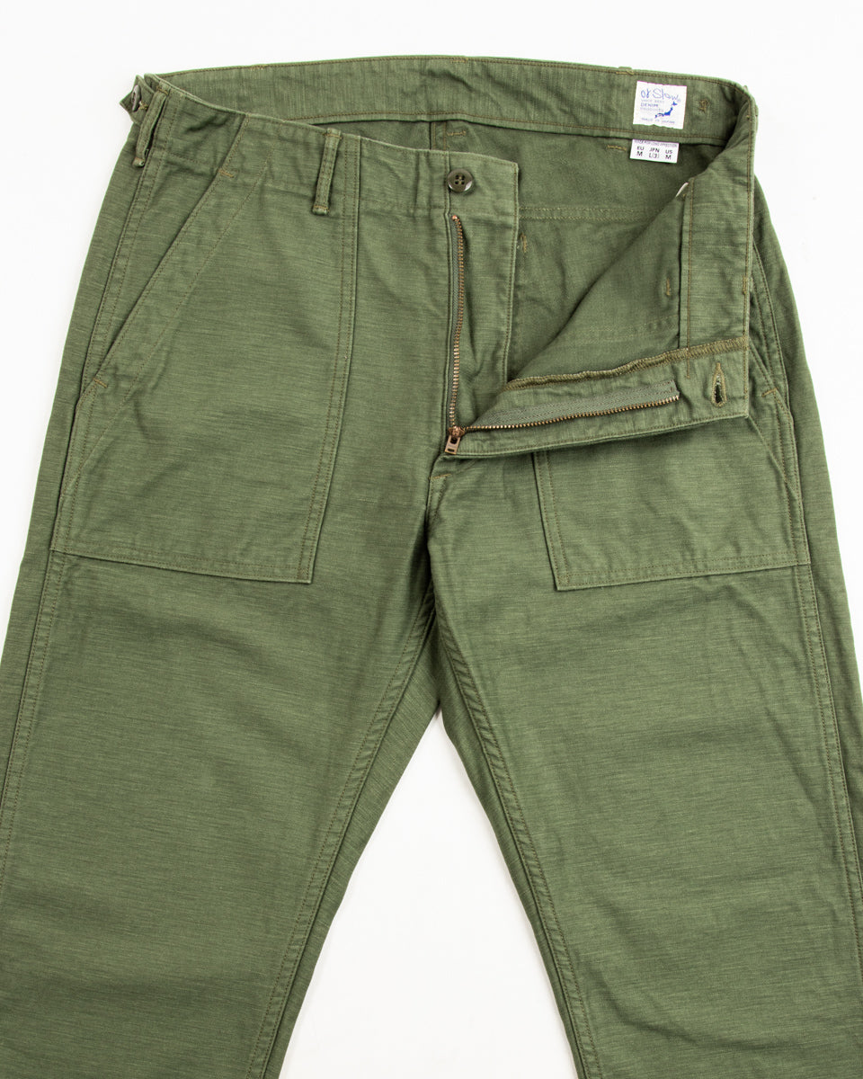 OrSlow Slim Fit Fatigue Pants - Olive Reverse Sateen - Standard & Strange
