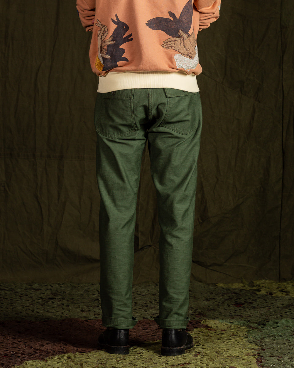 OrSlow Slim Fit Fatigue Pants - Olive Reverse Sateen - Standard & Strange