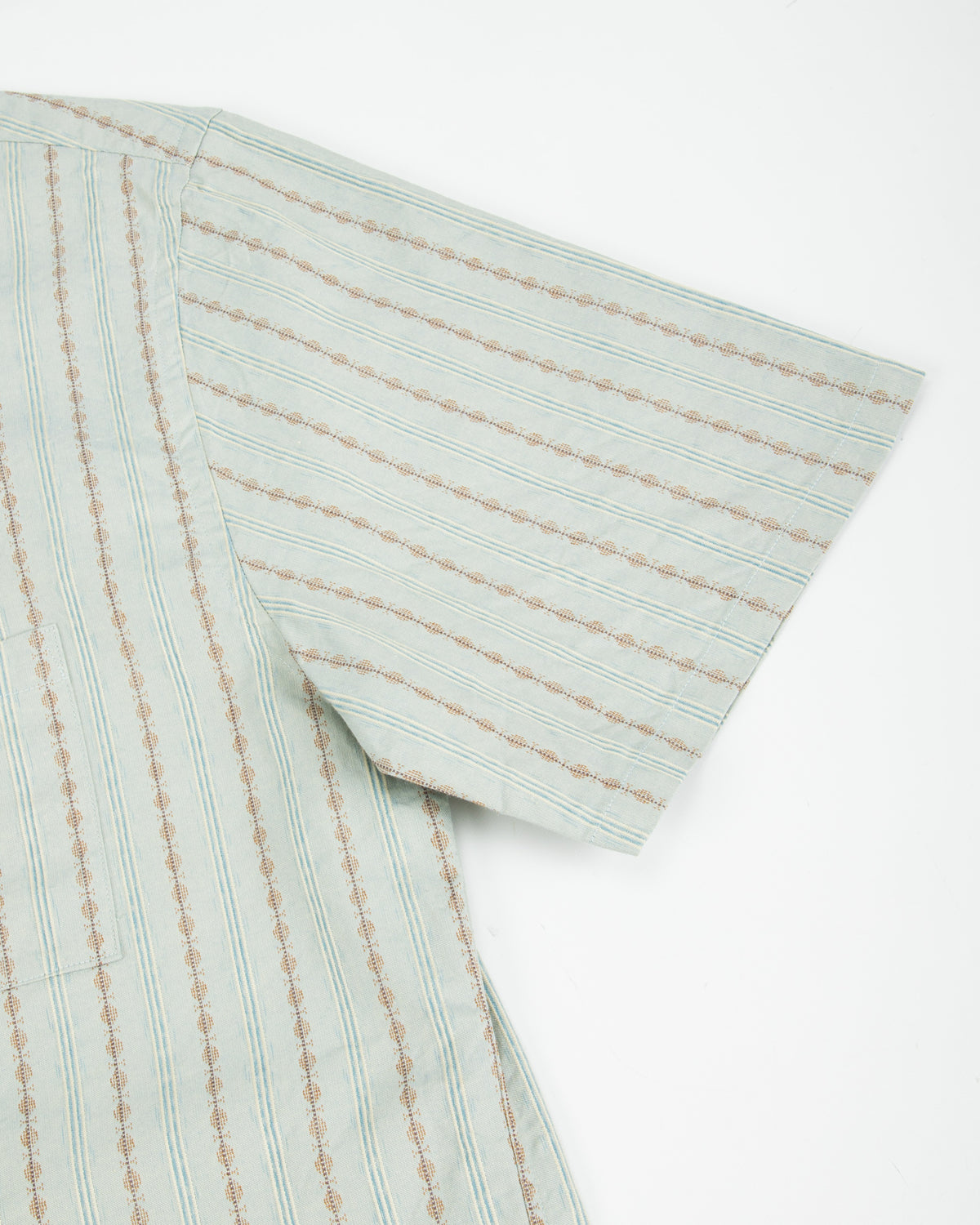 Prequel S&S x Prequel Short Open Collar Shirt - Blue Double Woven Dobby Stripe - Standard & Strange