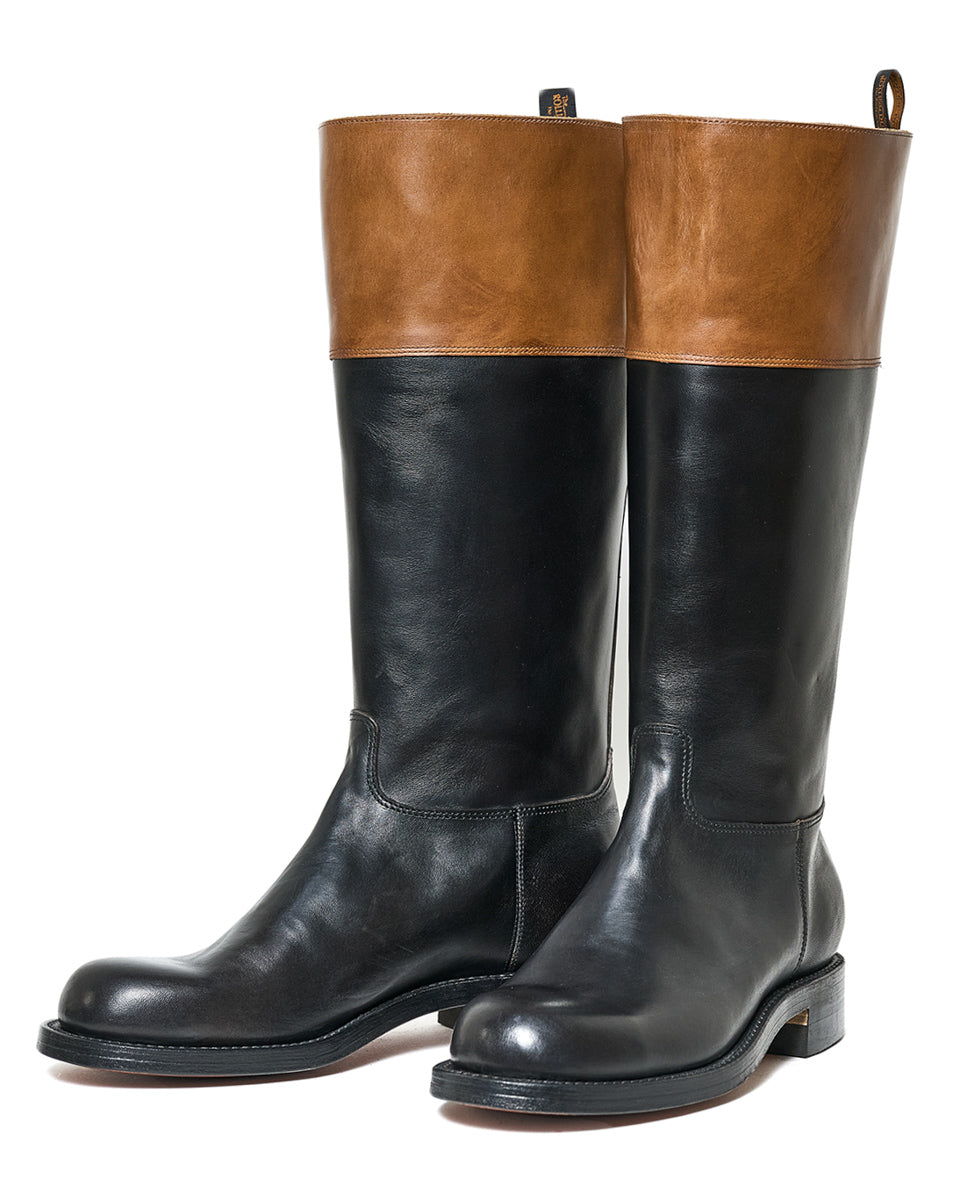 Rolling Dub Trio Pre-order [Pre-Order for Early 2025 Delivery] Rotweiler Riding Boots - Black & Brown Horsehide - Standard & Strange