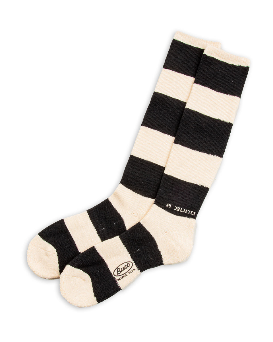 The Real McCoy's Buco Striped Action Socks - White/Black - Standard & Strange