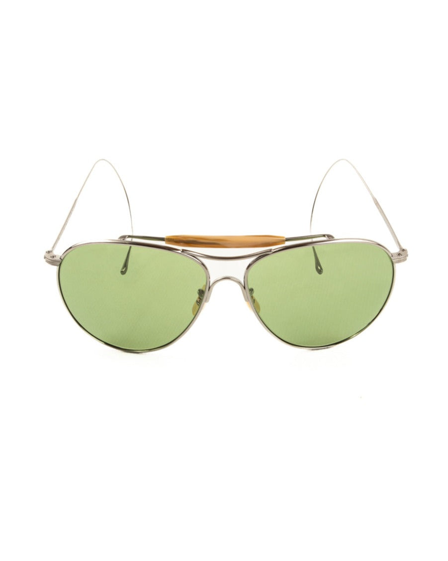 The Real McCoy's Flying Sun Aviator Sunglasses - Silver - Standard & Strange