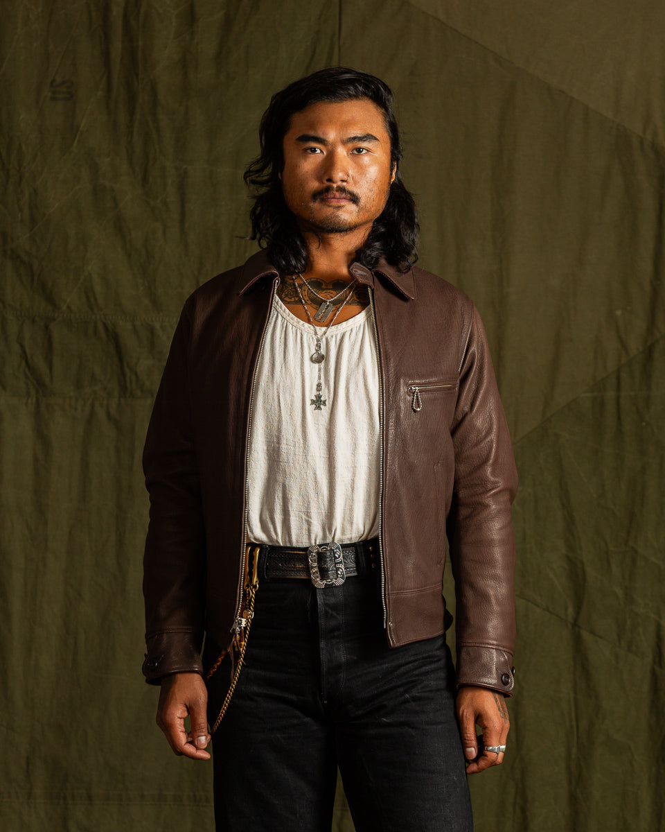 The Real McCoy's Freeman 30s Sports Jacket (Deerskin) - Brown - Standard & Strange