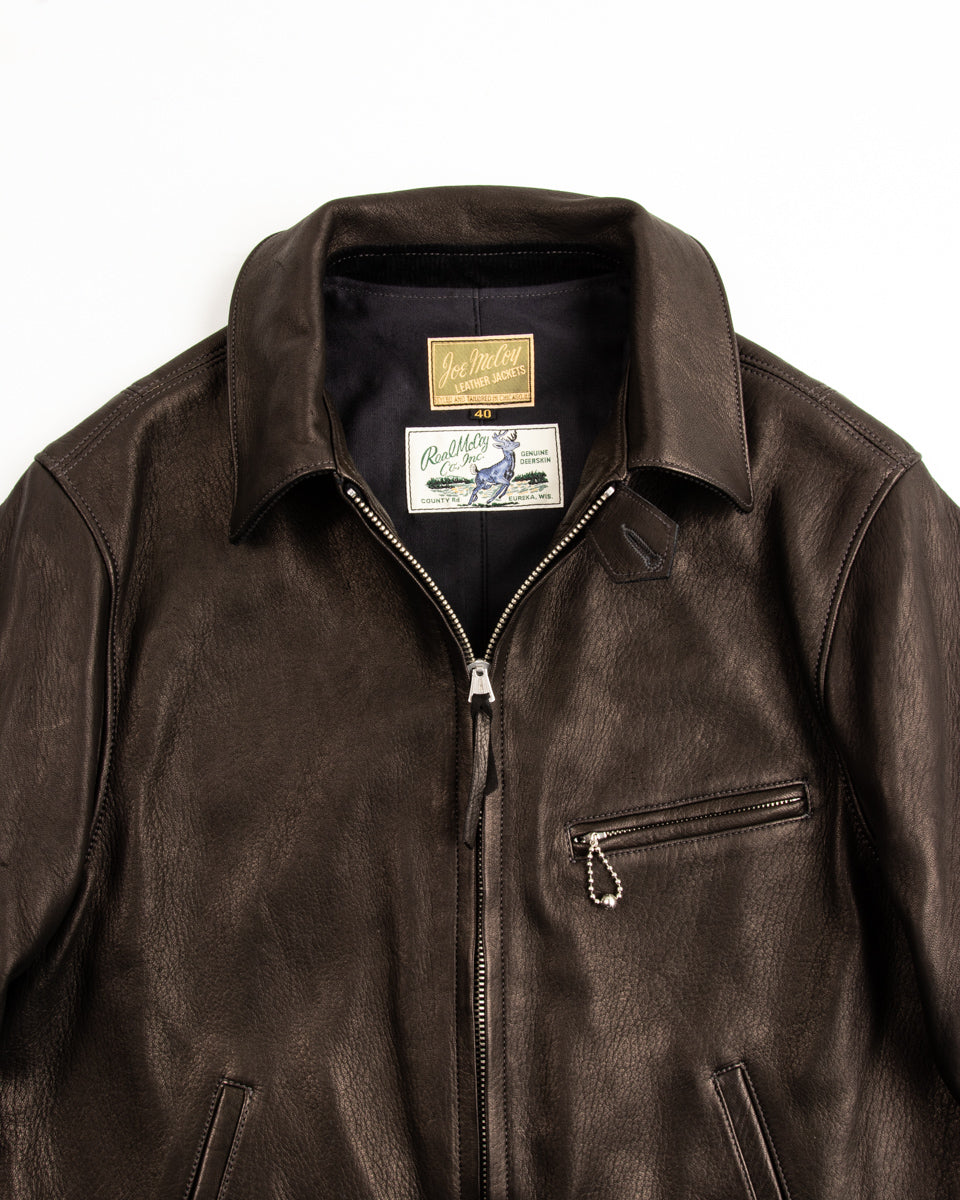 The Real McCoy's Freeman 30s Sports Jacket (Deerskin) - Black - Standard & Strange
