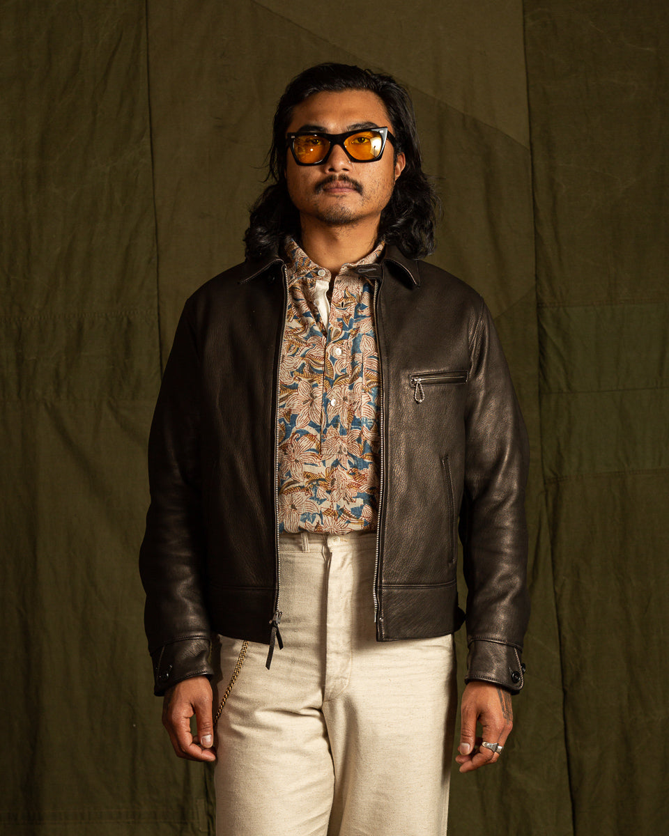 The Real McCoy's Freeman 30s Sports Jacket (Deerskin) - Black - Standard & Strange