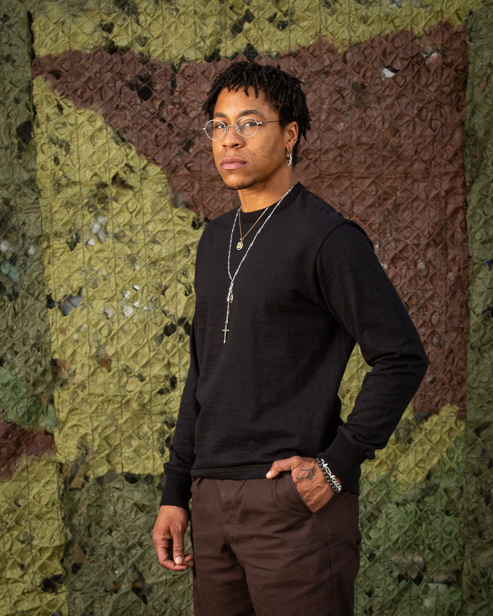 The Real McCoy's Loopwheeled Athletic Longsleeve Tee - Black - Standard & Strange