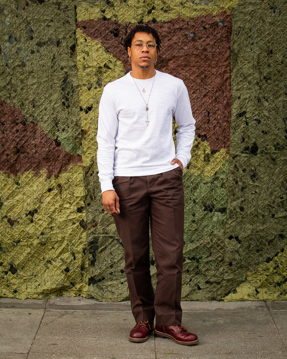 The Real McCoy's Loopwheeled Athletic Longsleeve Tee - White - Standard & Strange