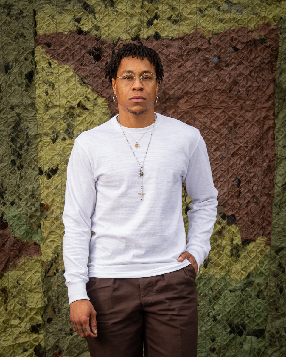 The Real McCoy's Loopwheeled Athletic Longsleeve Tee - White - Standard & Strange