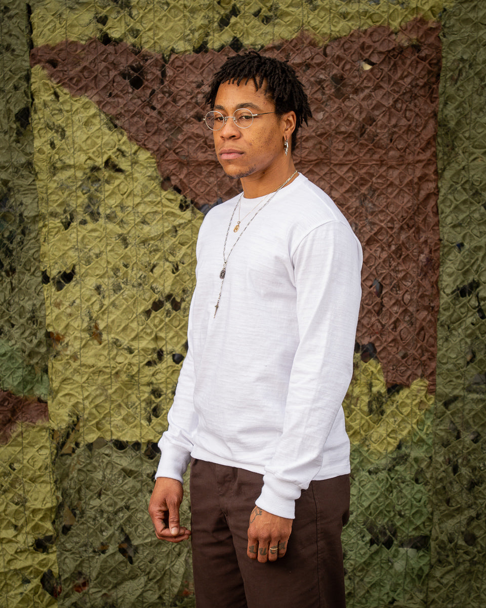 The Real McCoy's Loopwheeled Athletic Longsleeve Tee - White - Standard & Strange