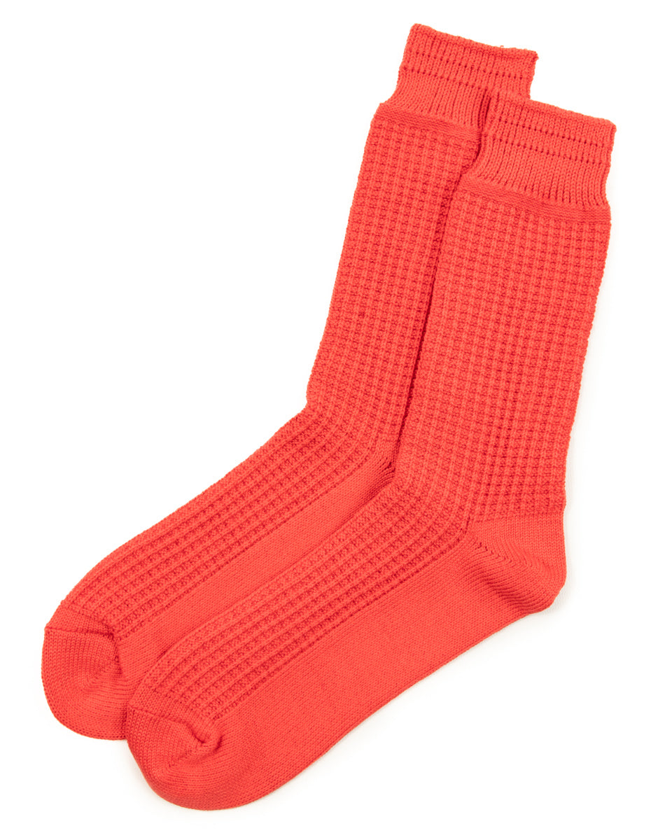 RoToTo Cotton Waffle Socks - Light Red - Standard & Strange