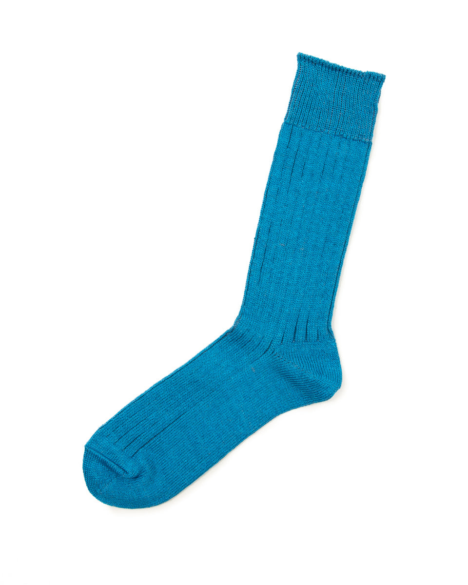RoToTo Linen/Cotton Ribbed Crew Socks - Blue - Standard & Strange