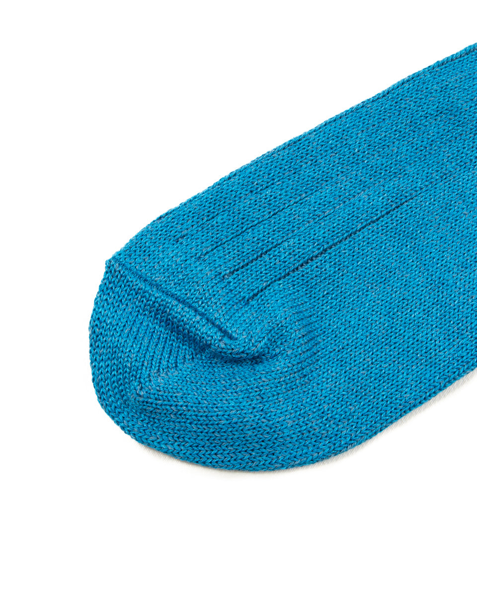 RoToTo Linen/Cotton Ribbed Crew Socks - Blue - Standard & Strange