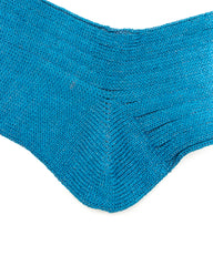 RoToTo Linen/Cotton Ribbed Crew Socks - Blue - Standard & Strange