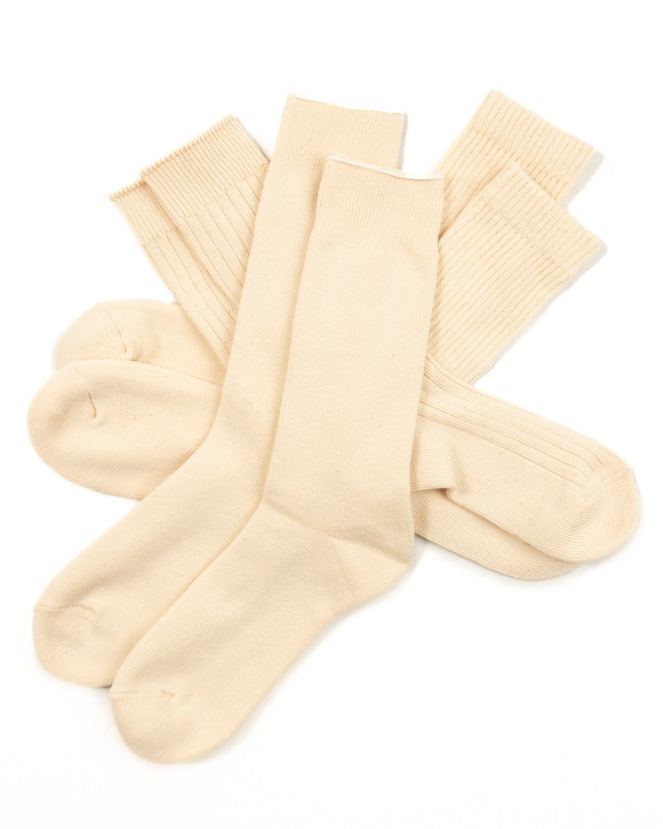 RoToTo Organic Cotton Daily 3-pack Sock - Ecru - Standard & Strange